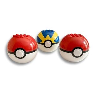 3 Pieces Pokemon Lego Building Block Pokeballs (Empty)